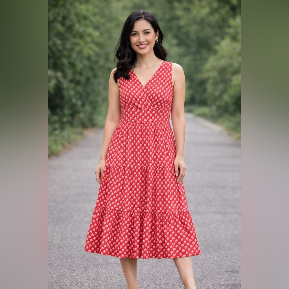 Boden Orange Printed Midi Dress